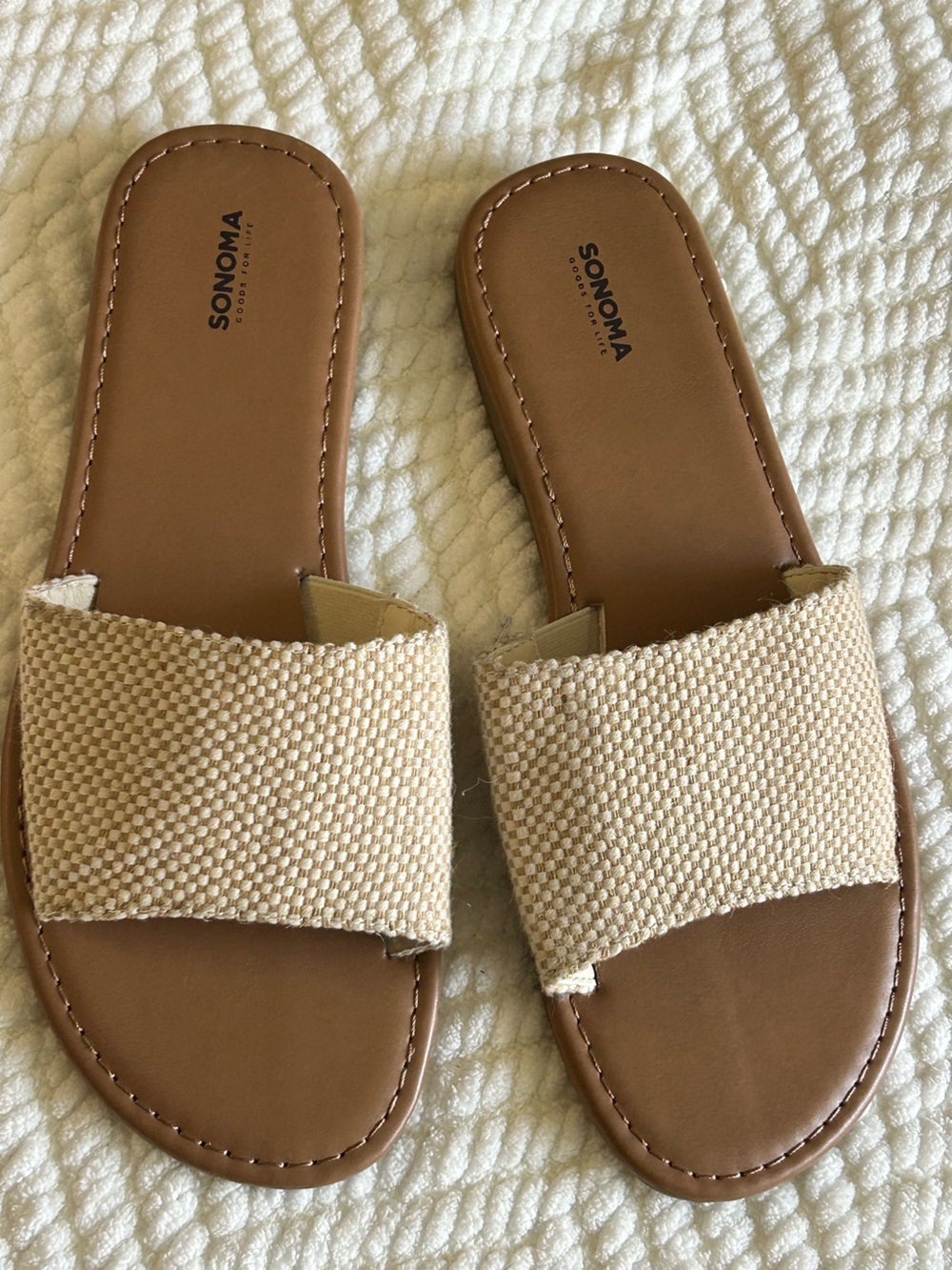 Sonoma Tan Canvas Slide Sandals